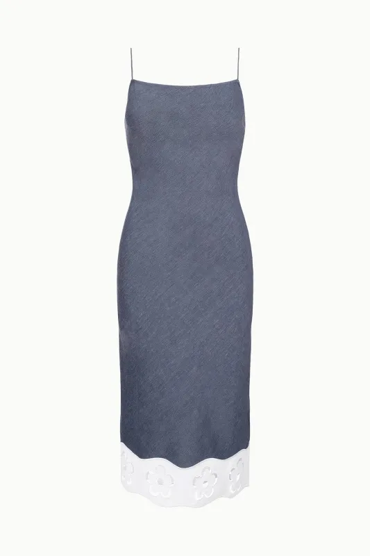 PALO LINEN DRESS | CHAMBRAY WHITE made by STAUD