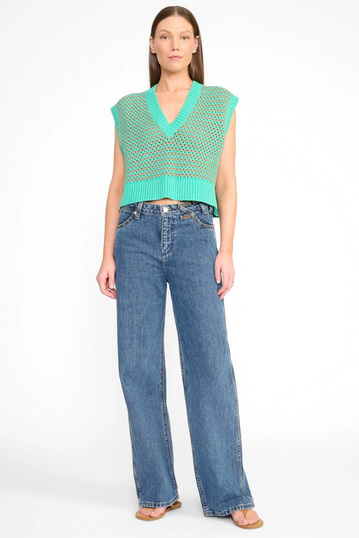 AMERICANA SWEATER | BREEZE TEAL sold by STAUD