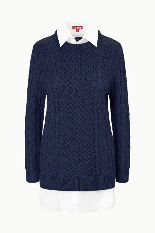 ALDRIN DRESS | NAVY WHITE made by STAUD