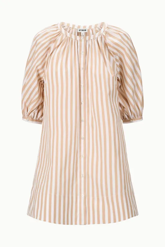 VINCENT MINI DRESS | KHAKI STRIPE made by STAUD