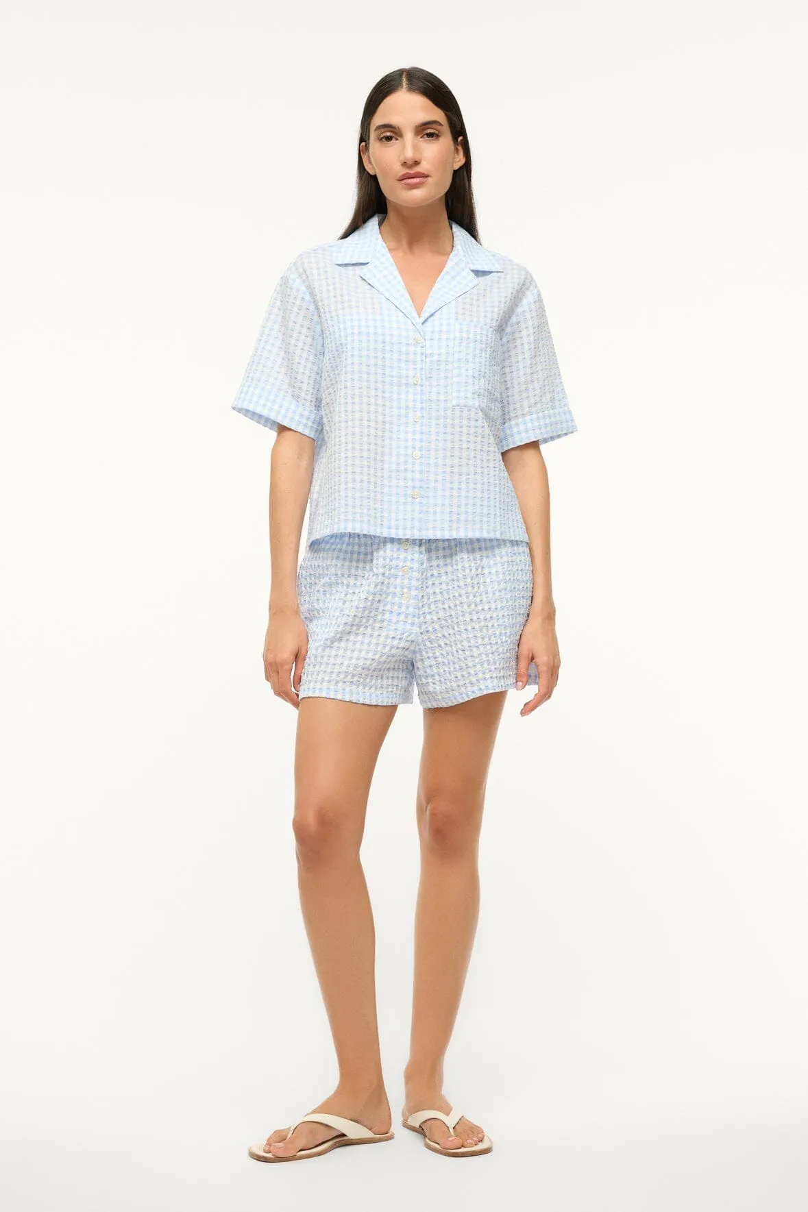 GABI SHIRT | KHAKI STRIPE sold by STAUD product image thumbnail 3