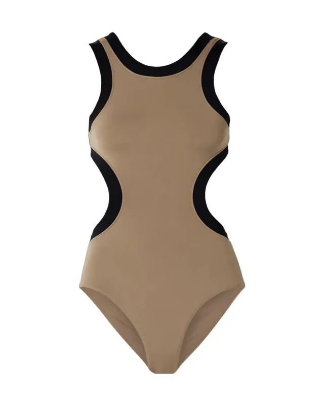 DOLCE ONE PIECE | TAUPE BLACK made by STAUD