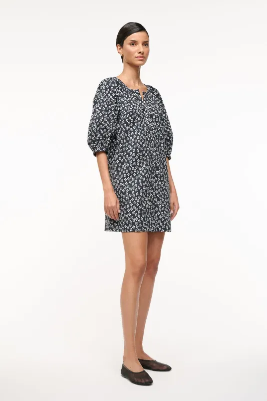 VINCENT MINI DRESS | BLACK WOODBLOCK FLORAL made by STAUD