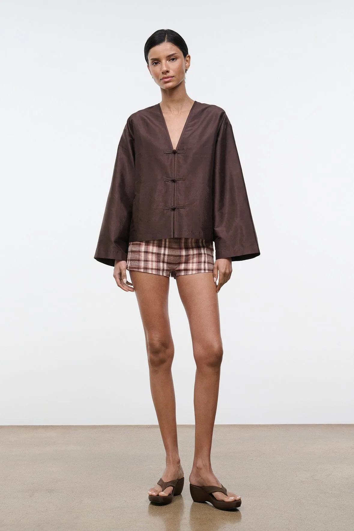 VITO SILK DUPIONI TOP | EARTH sold by STAUD product image thumbnail 4