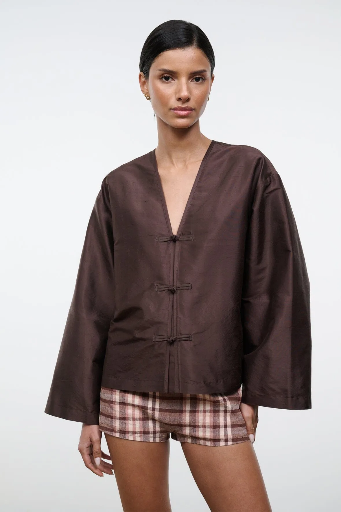 VITO SILK DUPIONI TOP | EARTH sold by STAUD product image thumbnail 5