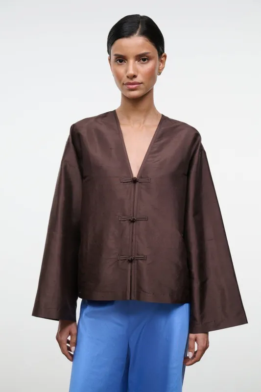 VITO SILK DUPIONI TOP | EARTH made by STAUD