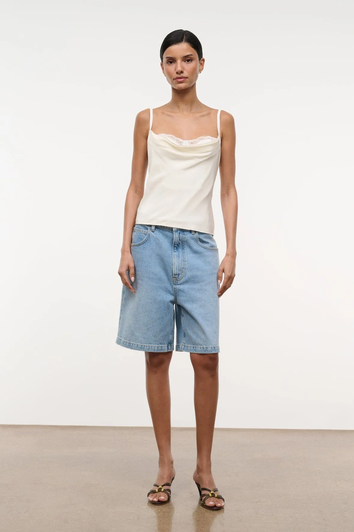 EVANGELINE TOP | IVORY SILK sold by STAUD