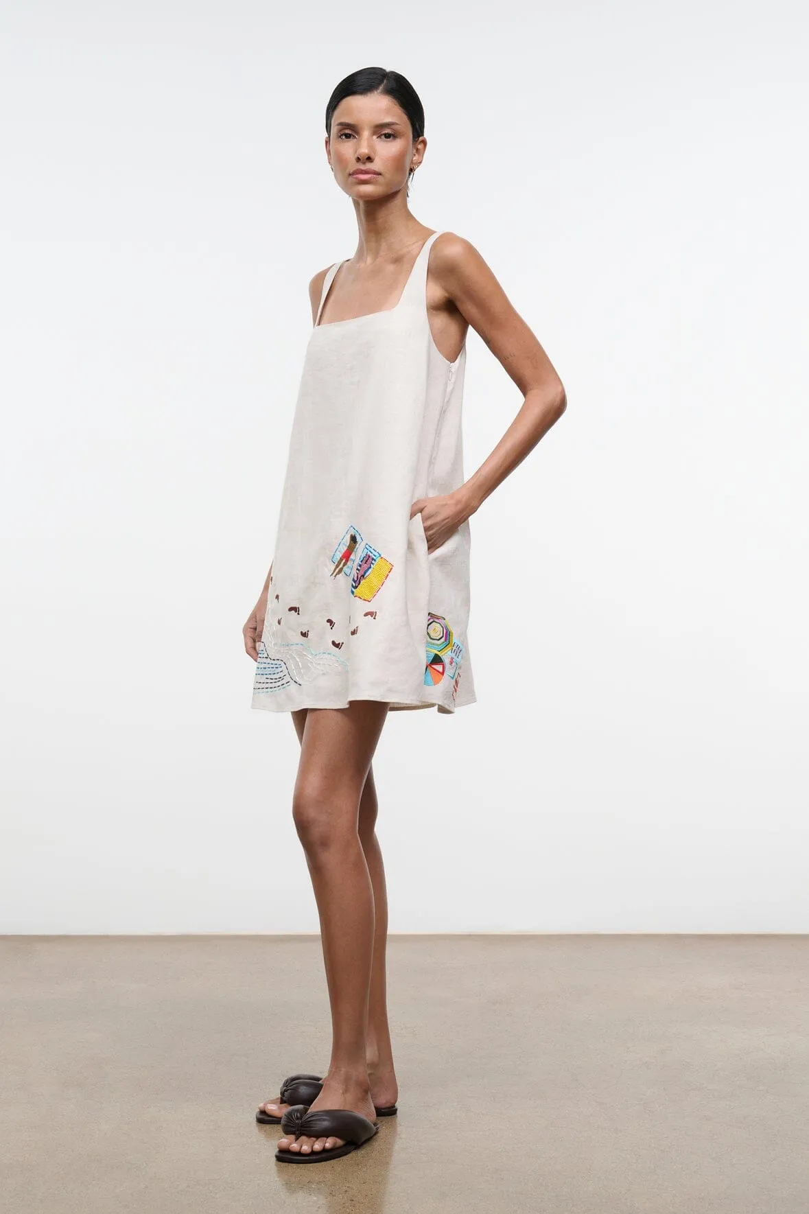 BRIO LINEN DRESS | NATURAL sold by STAUD product image thumbnail 4