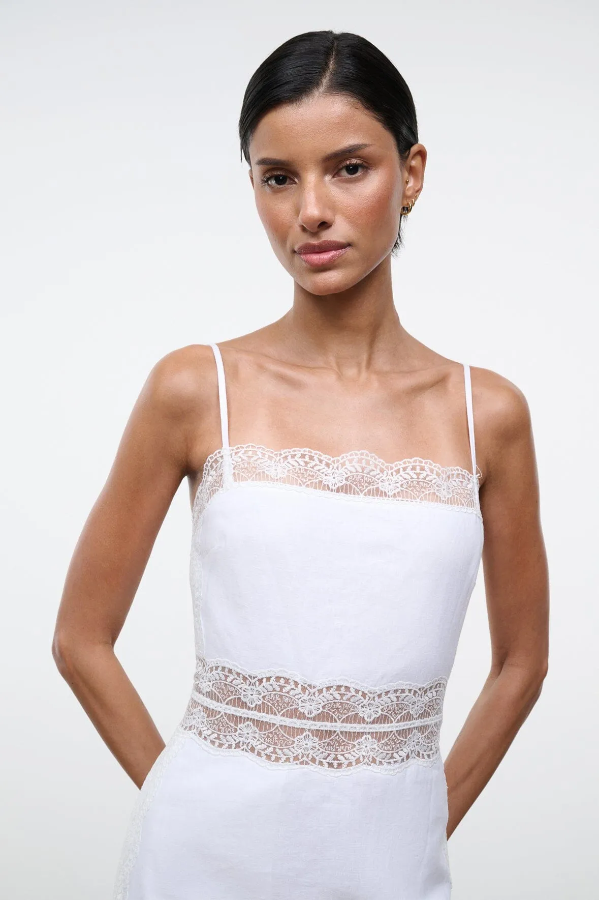 AMALINA LINEN MINI DRESS | WHITE sold by STAUD product image thumbnail 4