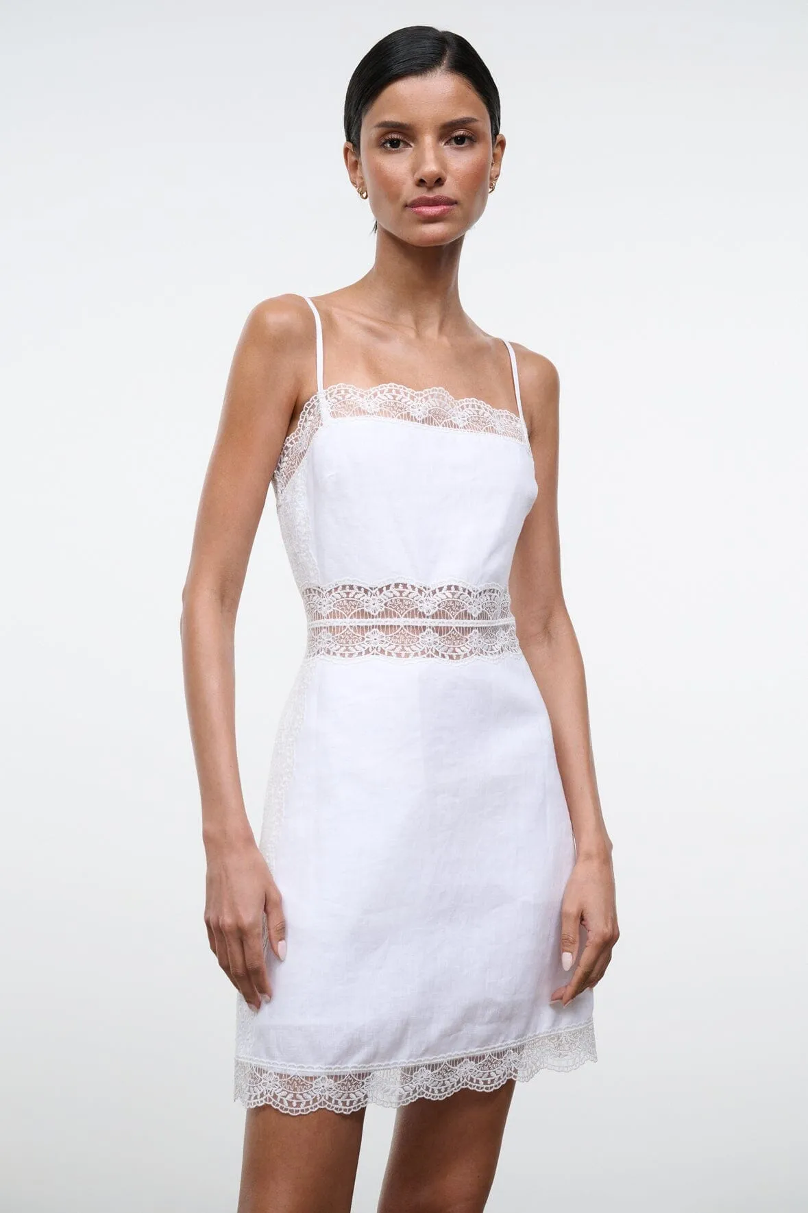 AMALINA LINEN MINI DRESS | WHITE sold by STAUD product image thumbnail 2