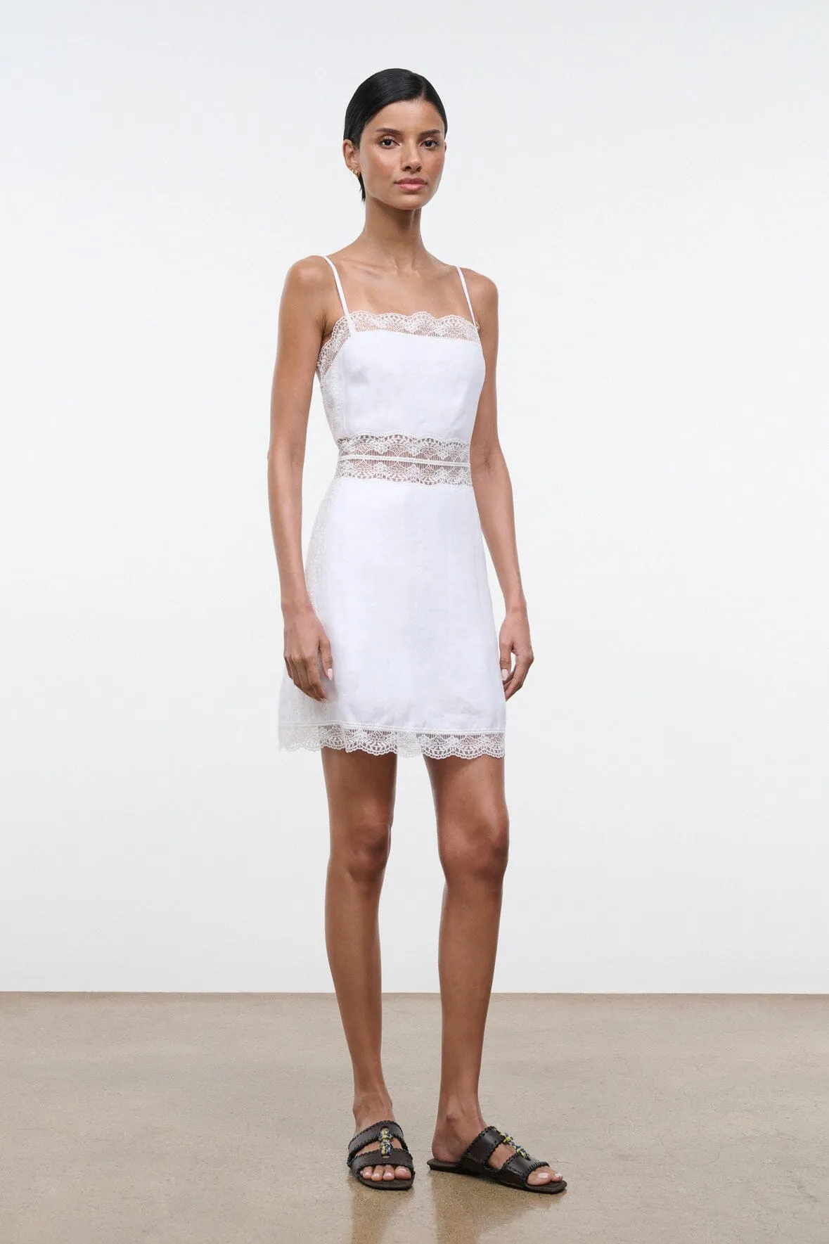 AMALINA LINEN MINI DRESS | WHITE sold by STAUD product image thumbnail 5