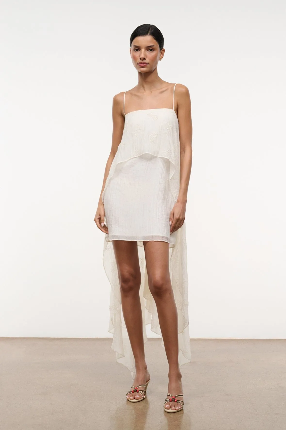 VALENCIA MINI DRESS | WHITE sold by STAUD