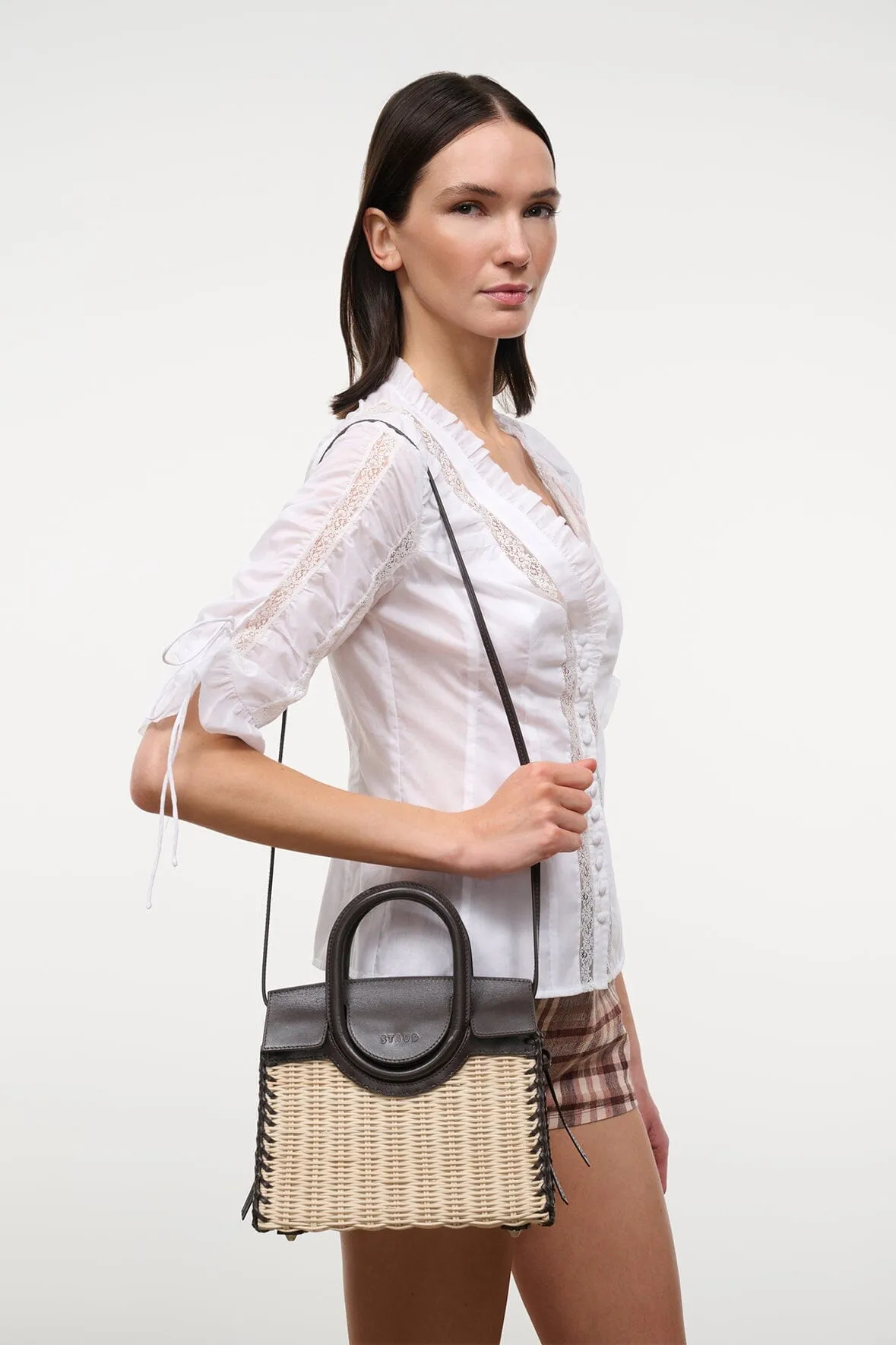 MAUDE MINI WICKER CARRYALL | NATURAL ESPRESSO sold by STAUD product image thumbnail 4
