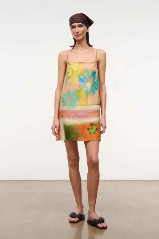 LAURA LINEN MINI DRESS | SUPERBLOOM SCARF made by STAUD