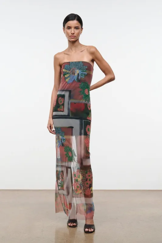 LILIANA DRESS | BEADED SUPERBLOOM SCARF made by STAUD