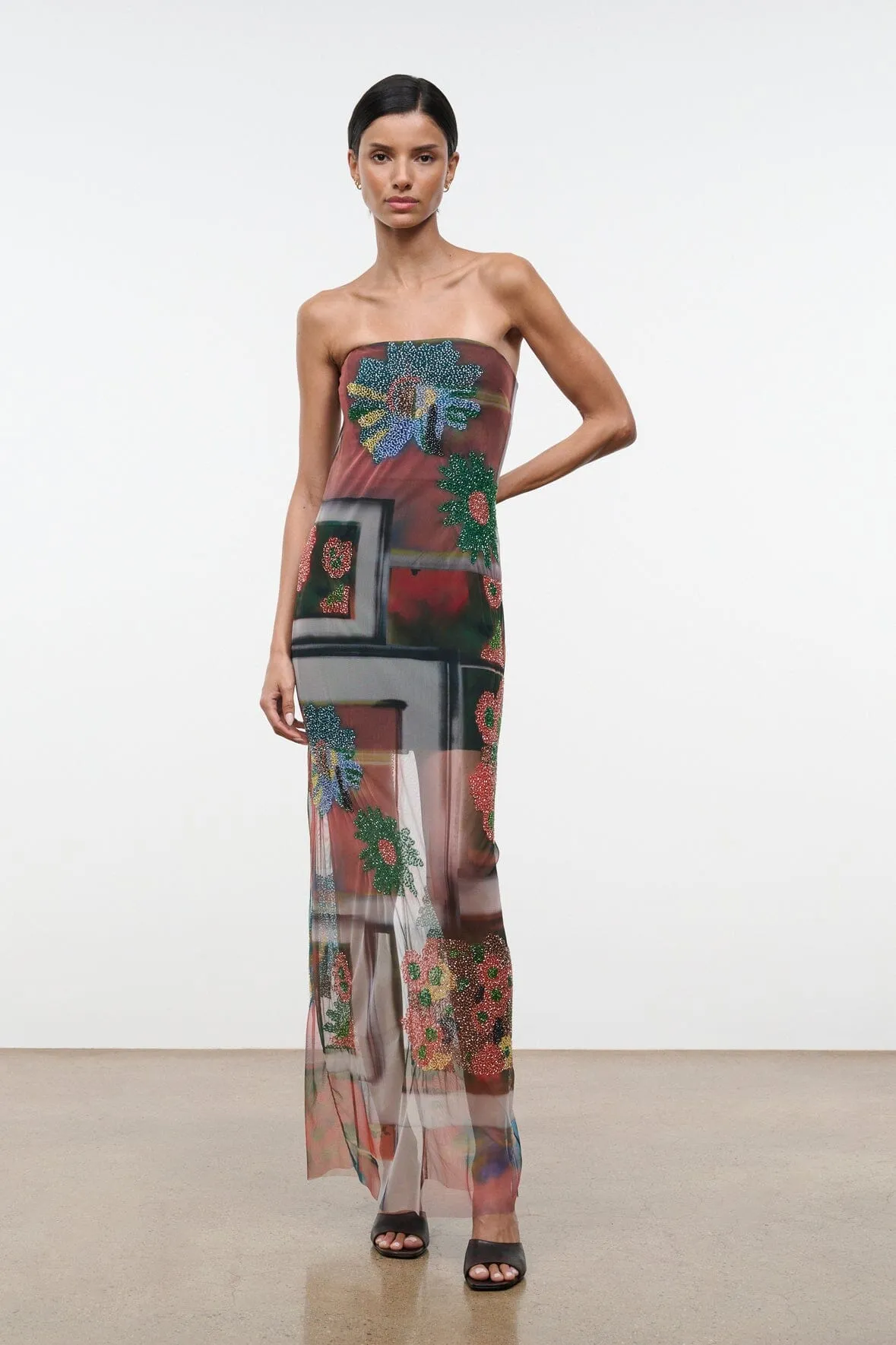LILIANA DRESS | BEADED SUPERBLOOM SCARF sold by STAUD