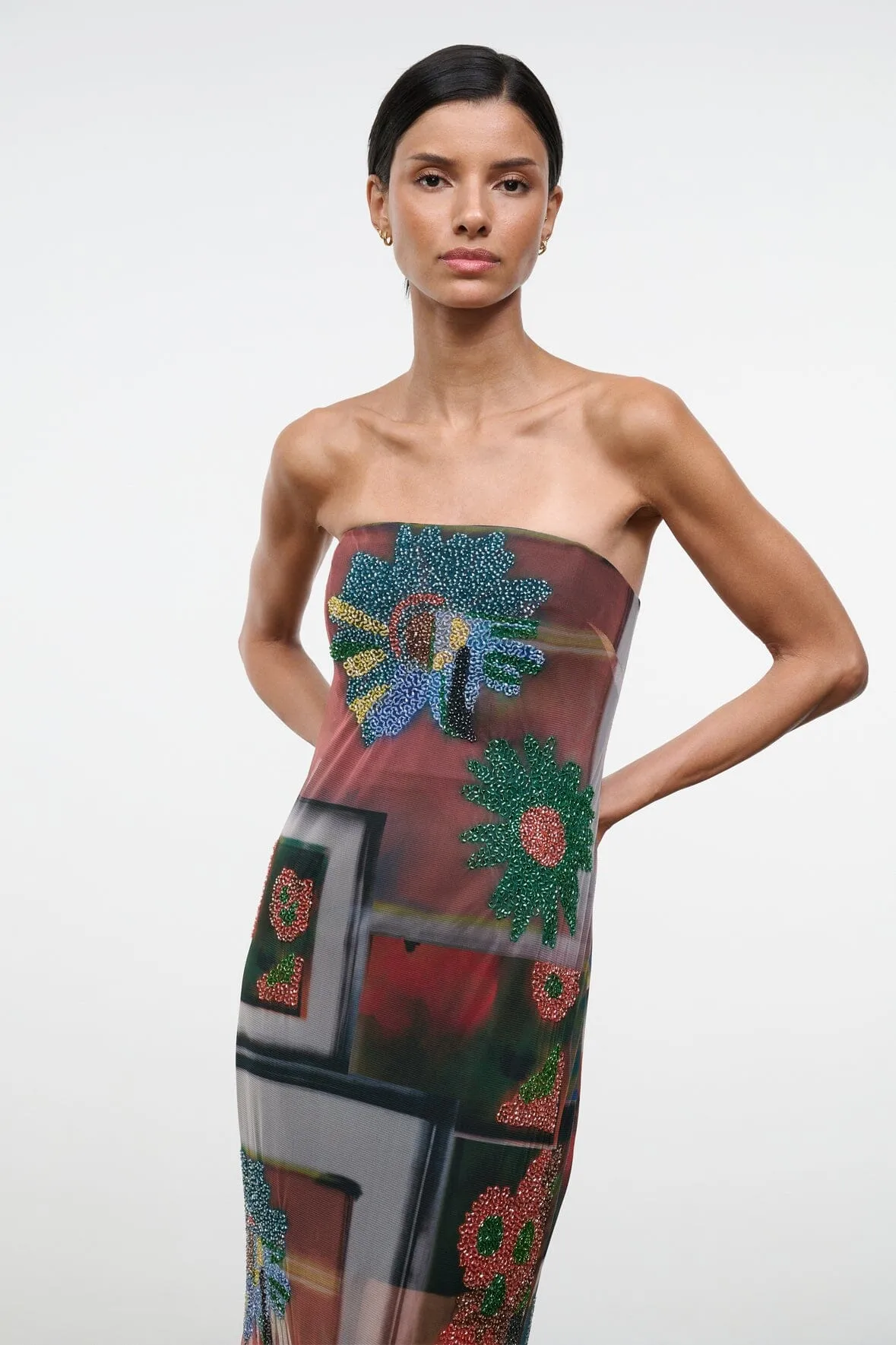 LILIANA DRESS | BEADED SUPERBLOOM SCARF sold by STAUD product image thumbnail 4