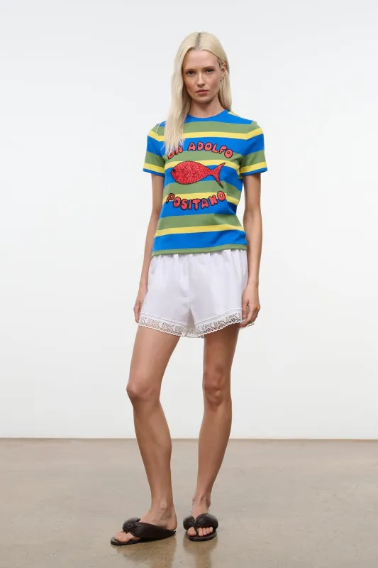 WEEKEND CREW TEE | COSTA STRIPE made by STAUD