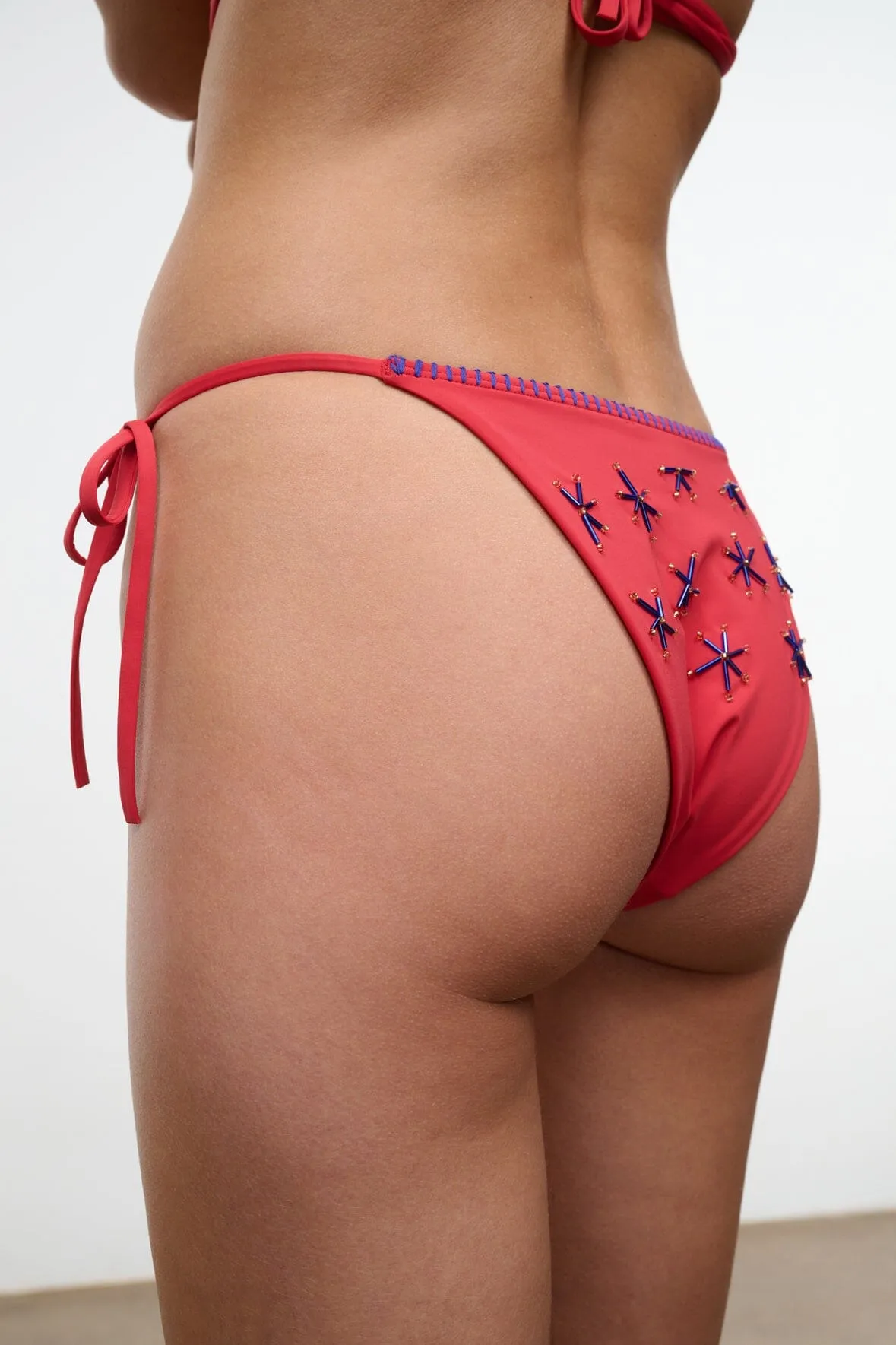 SISLEY SIDE TIE BIKINI BOTTOM | PAINTED FOULARD sold by STAUD product image thumbnail 4
