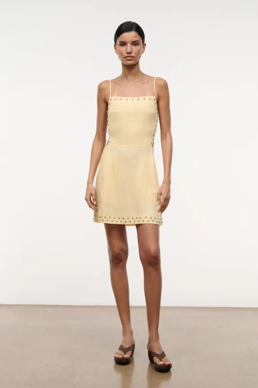 ANGELIQUE LINEN DRESS | BUTTER STUDS made by STAUD