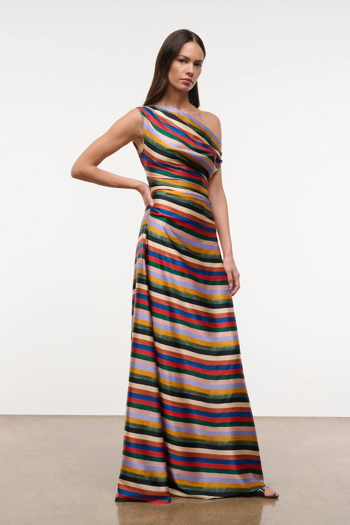 Phare Silk Maxi Dress | Artist Stripe sold by STAUD product image thumbnail 3