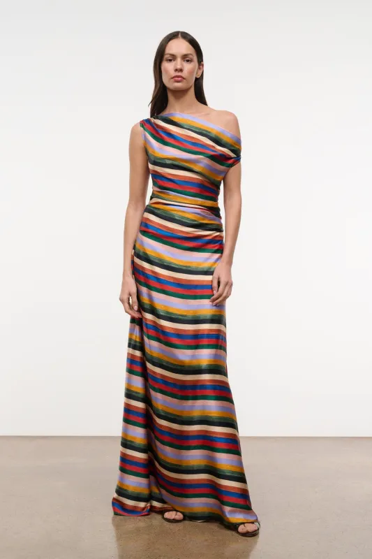 PHARE SILK MAXI DRESS | ARTIST STRIPE made by STAUD