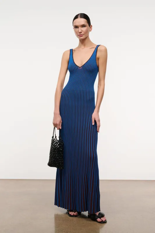 Claretta Dress | Espresso Cobalt made by STAUD