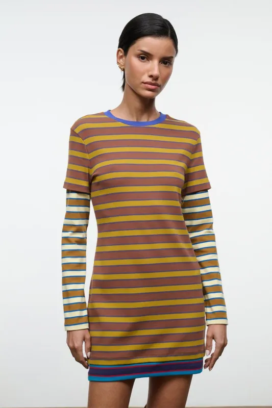 DILLON DRESS | CIGAR SONOMA STRIPE made by STAUD