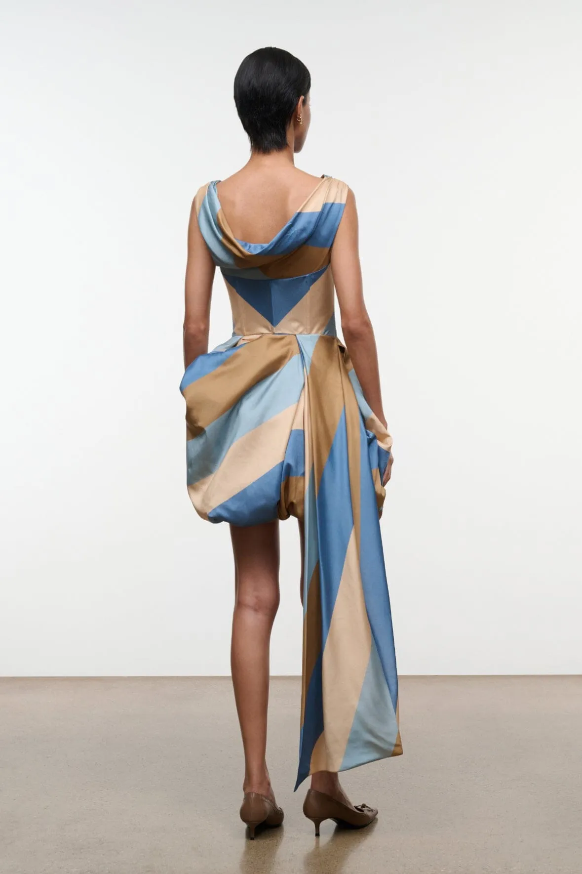 FABIANNE SILK MINI DRESS | DESERT STRIPE sold by STAUD product image thumbnail 4