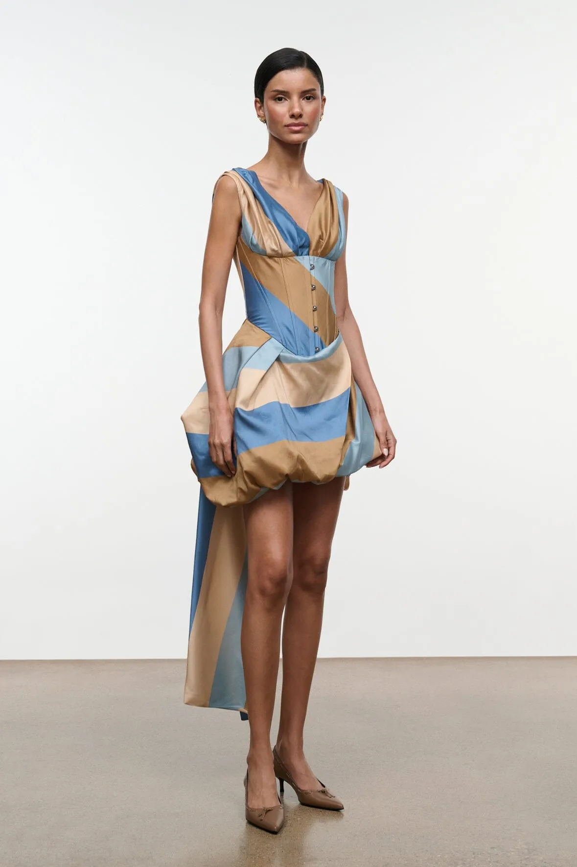 FABIANNE SILK MINI DRESS | DESERT STRIPE sold by STAUD product image thumbnail 3