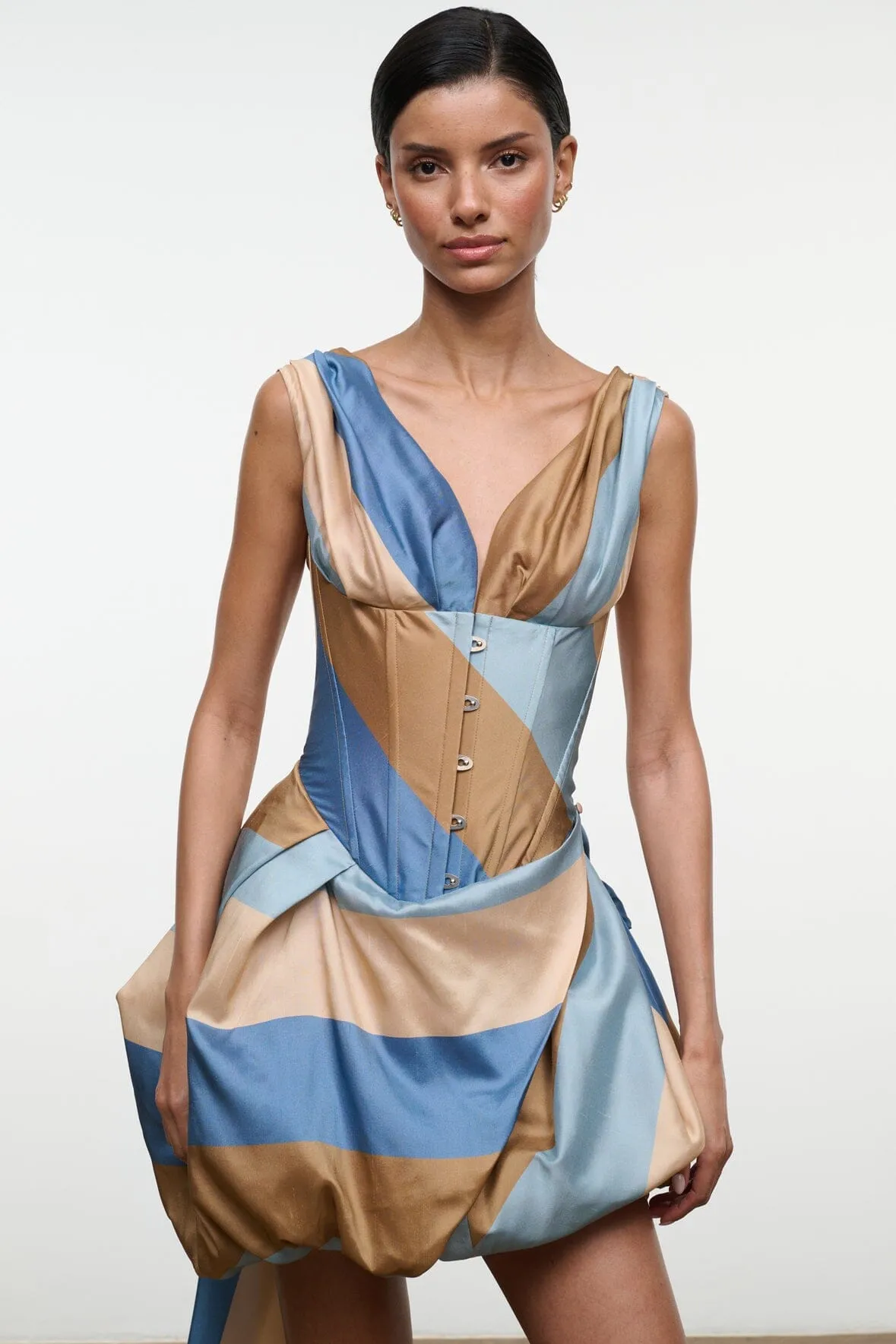 FABIANNE SILK MINI DRESS | DESERT STRIPE sold by STAUD product image thumbnail 5