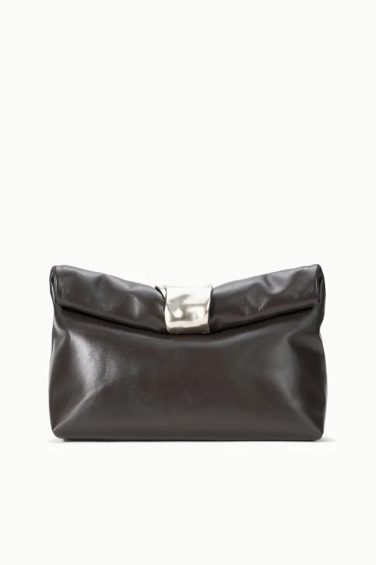 CUFF CLUTCH | ESPRESSO LEATHER made by STAUD