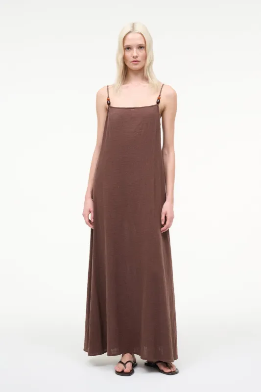 LAURA DRESS | DARK CHOCOLATE made by STAUD