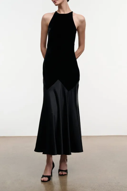 Marisole Velvet Dress | Black made by STAUD