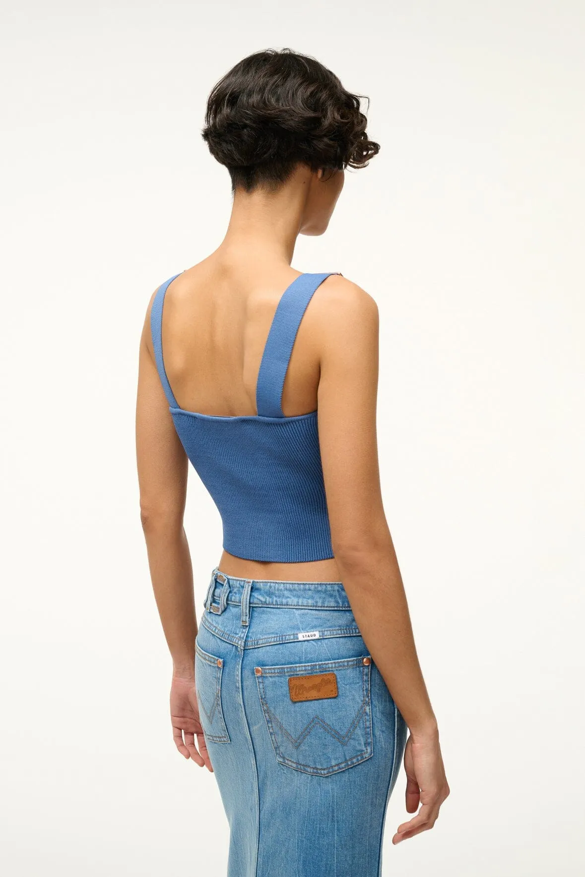 STAUD + WRANGLER THE OVERALL RIB TANK | DENIM BLUE sold by STAUD product image thumbnail 3