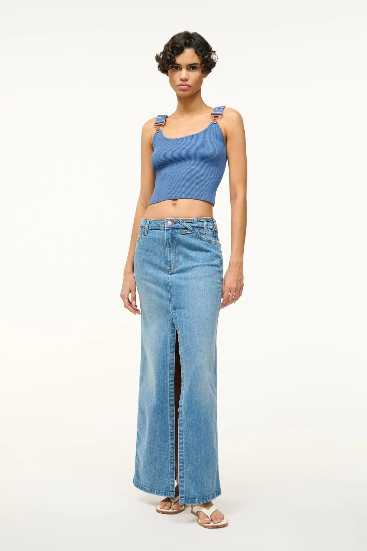 STAUD + WRANGLER THE OVERALL RIB TANK | DENIM BLUE sold by STAUD product image thumbnail 2