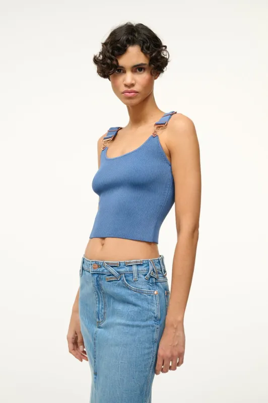 STAUD + WRANGLER THE OVERALL RIB TANK | DENIM BLUE sold by STAUD