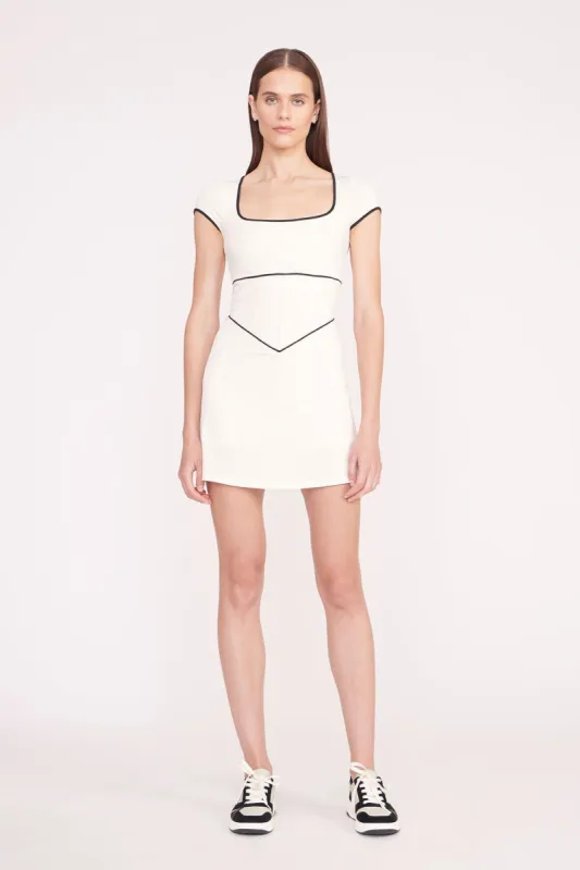 BACKSPIN DRESS | IVORY BLACK sold by STAUD