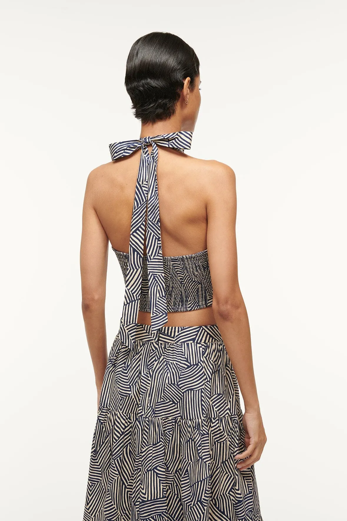 SMOCKED KAI TOP | NAVY MOSAIC sold by STAUD product image thumbnail 3