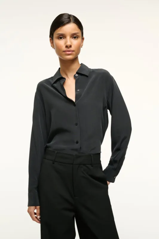 ROXBURY SILK SHIRT | BLACK sold by STAUD