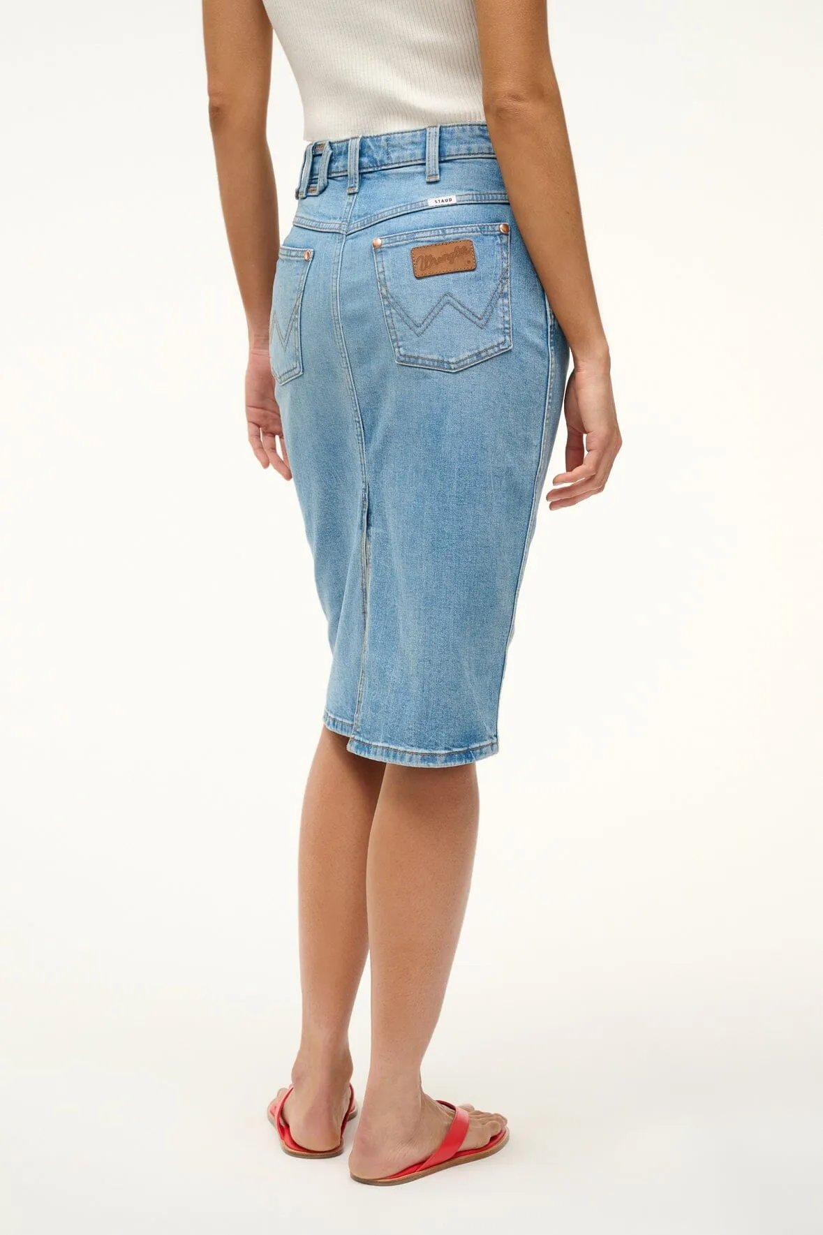 STAUD + WRANGLER THE PENCIL SKIRT | MID BLUE sold by STAUD product image thumbnail 5