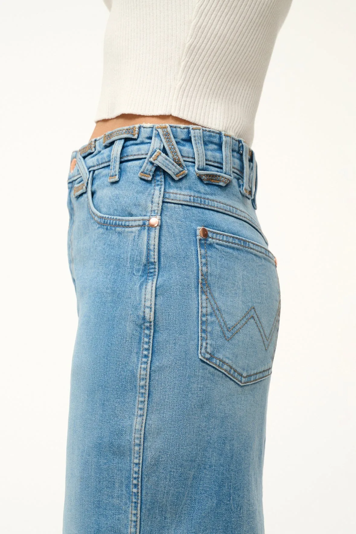 STAUD + WRANGLER THE PENCIL SKIRT | MID BLUE sold by STAUD product image thumbnail 3