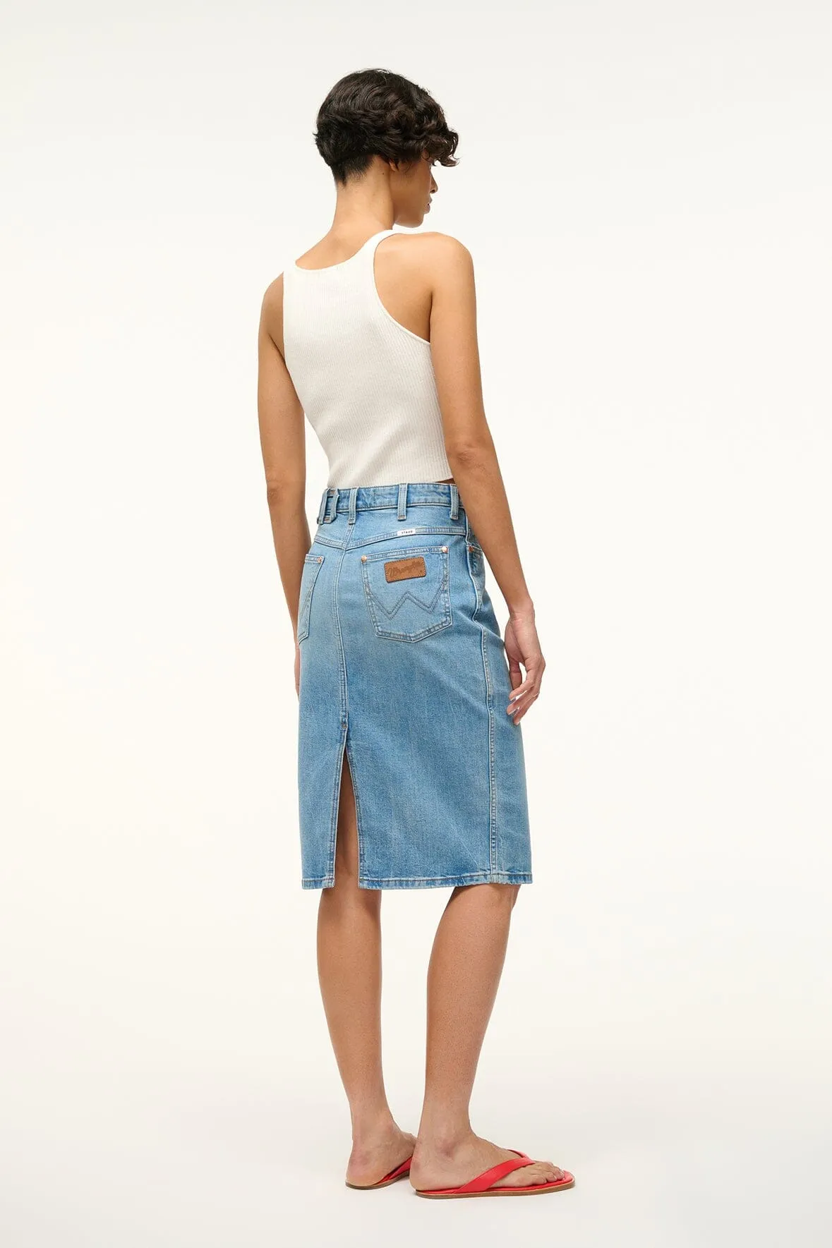 STAUD + WRANGLER THE PENCIL SKIRT | MID BLUE sold by STAUD product image thumbnail 2
