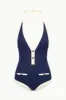 SANDY ONE PIECE | NAVY IVORY sold by STAUD