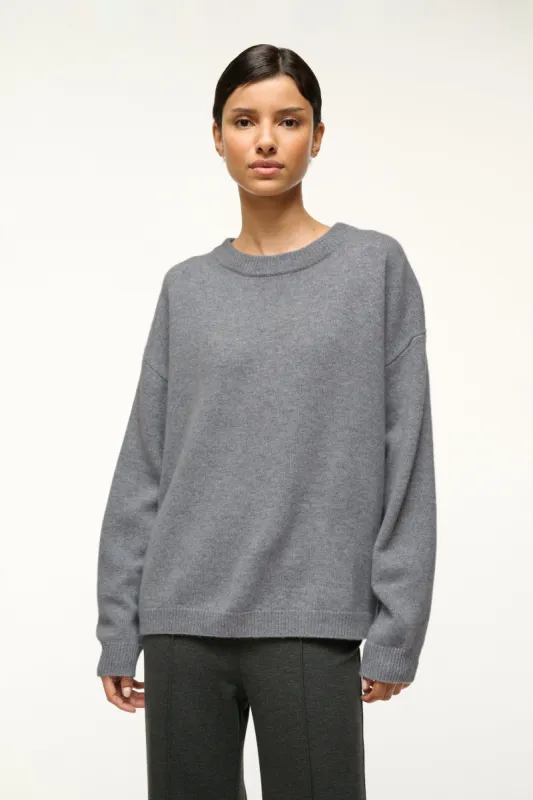 SERRANO CASHMERE RELAXED CREW | HEATHER GREY made by STAUD