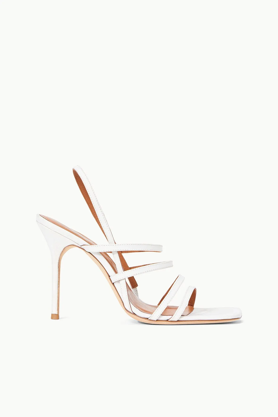 ANISE HEEL | WHITE SATIN sold by STAUD