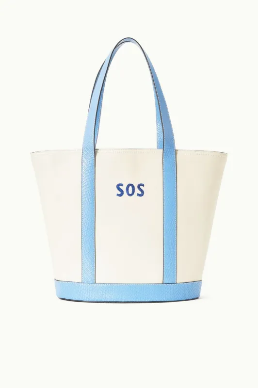 CUSTOM MONOGRAM ALLORA TOTE | CREAM STAUD BLUE sold by STAUD