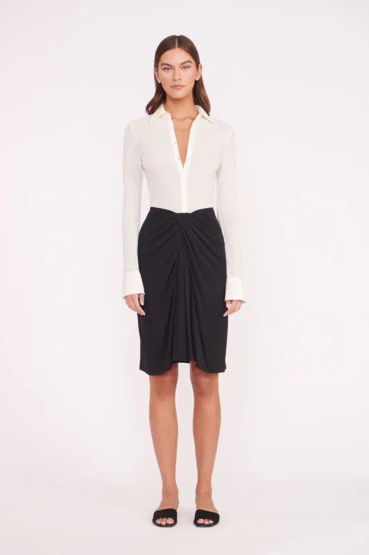 BRENDAN DRESS | WHITE BLACK sold by STAUD