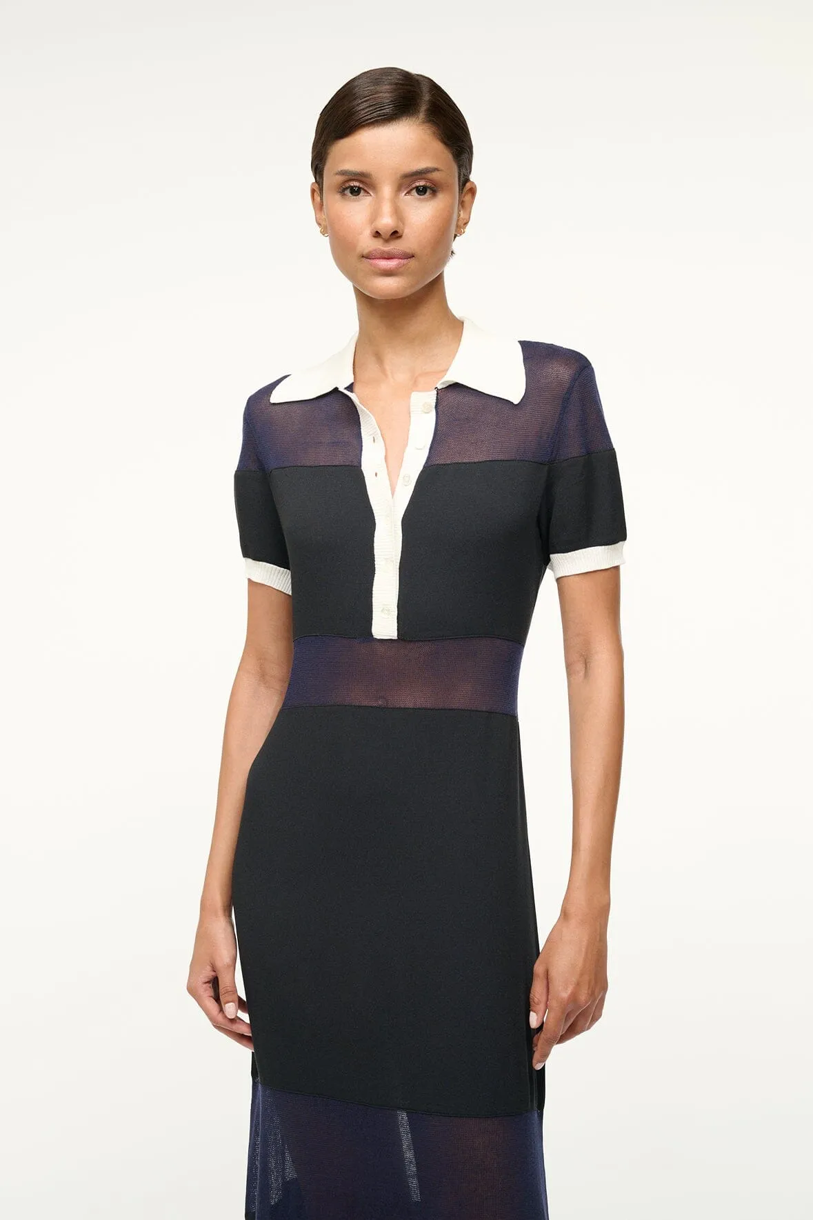 QUAINT DRESS | BLACK NAVY IVORY sold by STAUD product image thumbnail 4