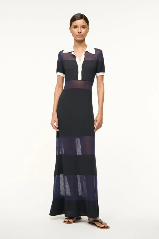 QUAINT DRESS | BLACK NAVY IVORY sold by STAUD